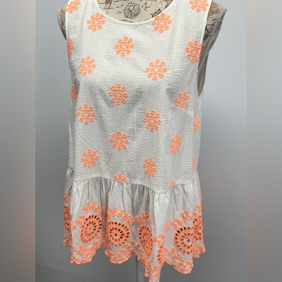 LILLY PULITZER White and Orange embroidered LILLIANA peplum Top size M - Picture 6 of 15